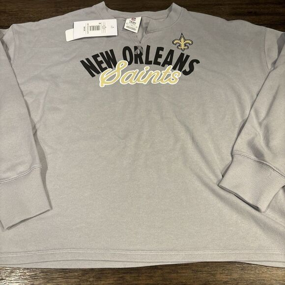 NFL Tops - New Orleans Saints NFL‎ Women's Cut V-neck Terry Cloth Sweatshirt Size M New